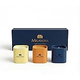 MILAVERA Luxury Candle Set - 3 Scented Candles in Beautiful Colored Glass Jars | Soy Wax, Non Toxic Natural Wicks | Unique Home Decor Gift for Women and Men | 75 Hours Total Burn Time (4 oz Each)