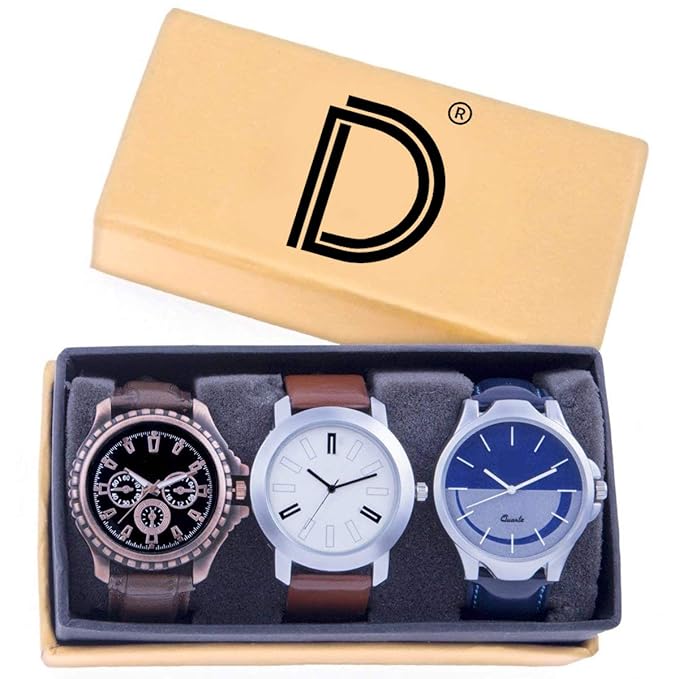 DAMIT Analog Black Dial Men's Watch Combo(Set of 3)
