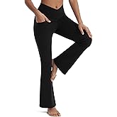 Maxbee Flare Yoga Pants with Pockets for Women, V Crossover Flare Leggings Tummy Control, High Waist Bootcut Yoga Leggings