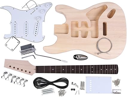 Andoer Kit De Guitare Electrique A Monter Soi Meme Avec Caisse En Tilleul Manche En Erable Et Touche En Palissandre Amazon Fr Instruments De Musique