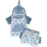 LIOMENGZI Toddler Baby Boy Hooded Dinosaur Summer Outfit Funny T-Shirt Shorts Set Infant Dinosaur Clothes 6 12 18 Months 2T