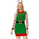 AOBUTE Women Christmas Sweater Dress Funny Xmas Holiday Classic Graphics Long Sleeve Knit Pullover
