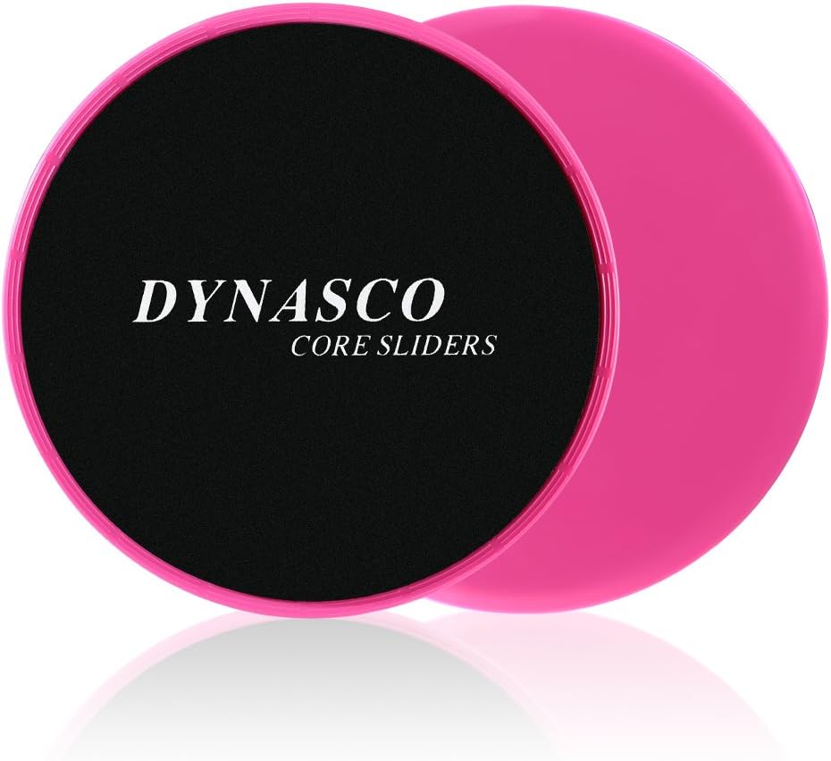 DYNASCO Core Sliders, Dual Sided Gliding Discs Used on Carpet or Hard Floors,Abdominal Exercise Equipment (Rose)
