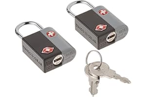 SwissGear TSA-Approved Travel Sentry Luggage Locks - Set of 2 Mini Locks with 2 Keys, Black, One Size