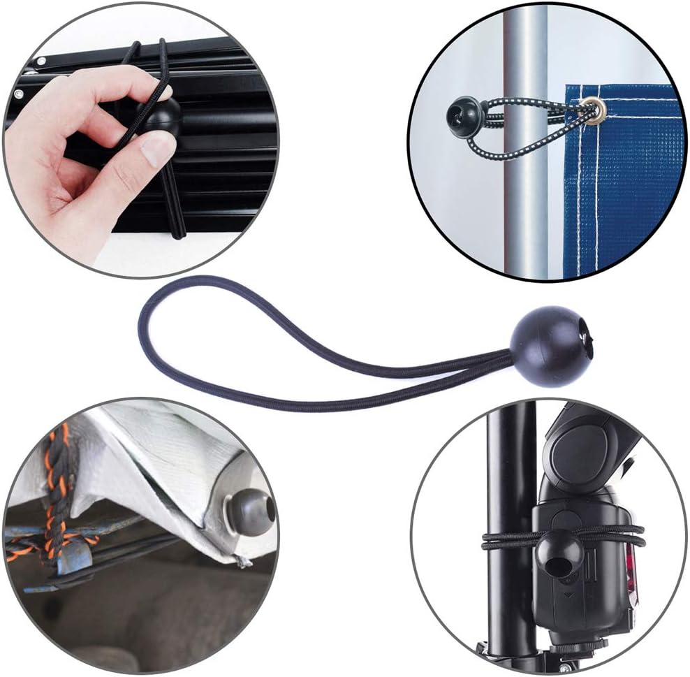 Qtimal Ball Bungee Cords, 30 Pack of 3 Sizes Tarp & Canopy Shock Cords, Extreme Heavy Duty Gazebo Tarp Tie Down Cord - - 