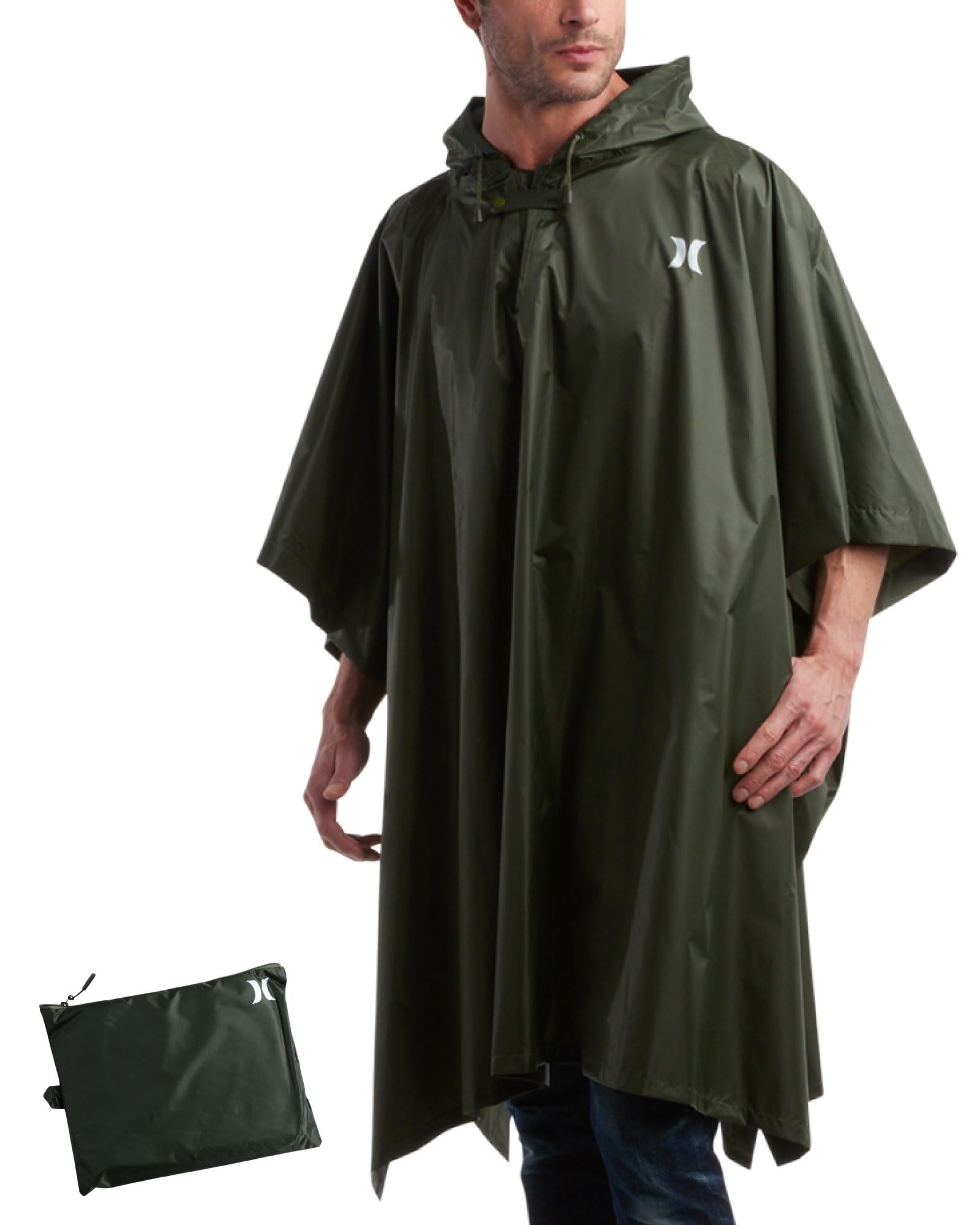 Hurley Adult Unisex Rain Poncho – Packable Hooded