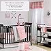 Coral Pink Tribal Print Fitted Crib Sheet - 100% Cotton Abstract Geometric Baby Girl Nursery and Toddler Bedding