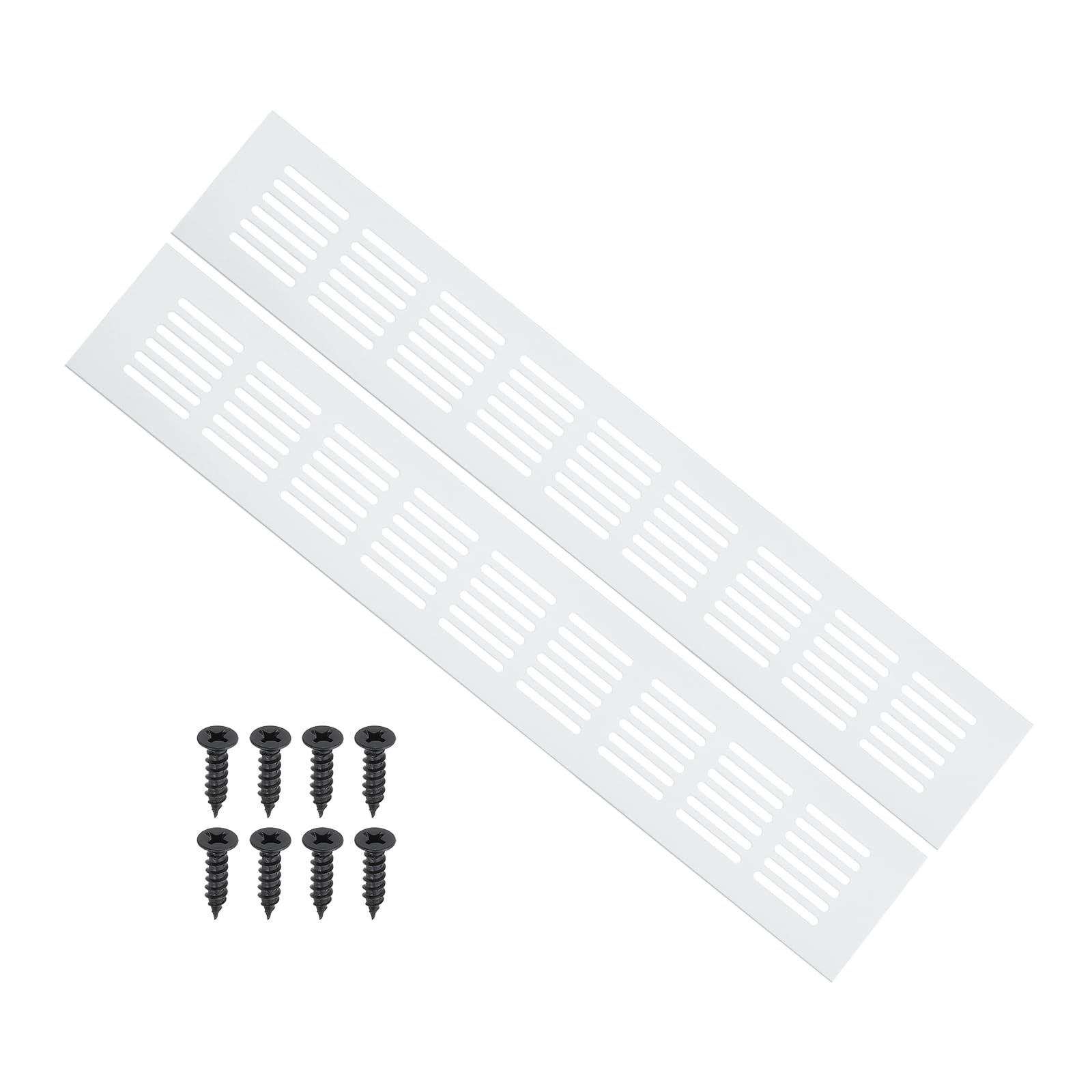 PATIKIL 16 x 2.4 Inch Door Air Vent Cover, 2 Pcs Heavy Duty Aluminum Grille Ventilation Cover Louvered with Mounting Screws for Cabinet Wardrobe Door, Silver — image 1
