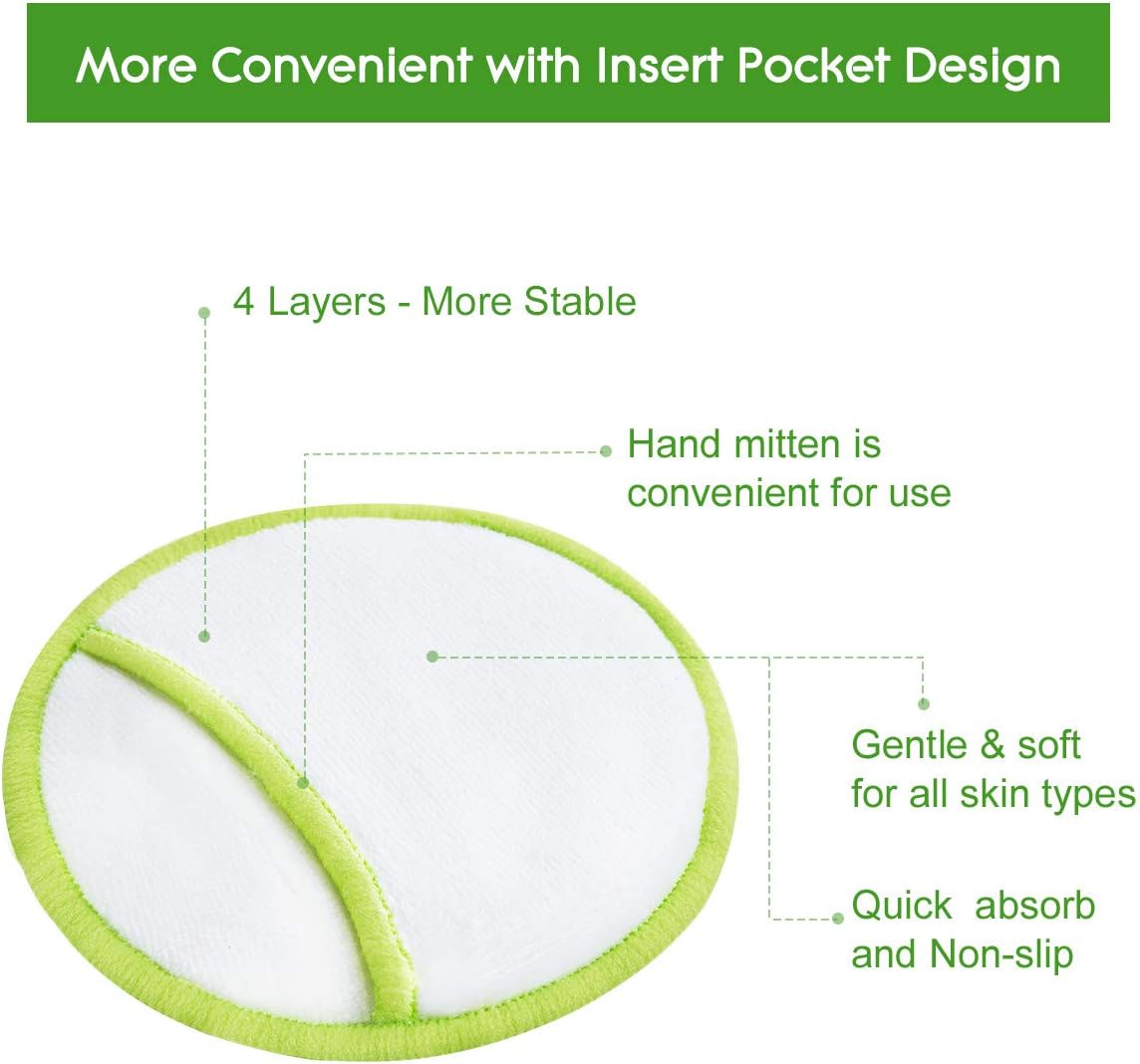 Coton Demaquillant Lavable Bio Fibre De Bambou 10 Pcs Lingettes Demaquillantes Lavable Avec Petite Poche 4 Couches Avec Sac De Lavage Carre Demaquillant Lavable Pour Nettoyage Demaquillage Visage Le Change Bebe