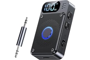 BAISHUN Bluetooth Transmitter Receiver for Car, AUX 3.5mm Bluetooth 5.4 Audio Adapter with LED Display Volume Control Low Latency Portable Bluetooth Receiver for Car/Home Stereo/Headphones/Speaker/PC