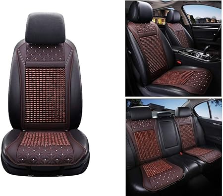 Amazon フルセット Puレザー 木製ビーズマッサージ車両クッション手作り自然冷却自動シートカバー用夏の車のシートカバー男性 女性 女の子用ユニバーサルフィット 珈琲 セット シートカバー 車 バイク