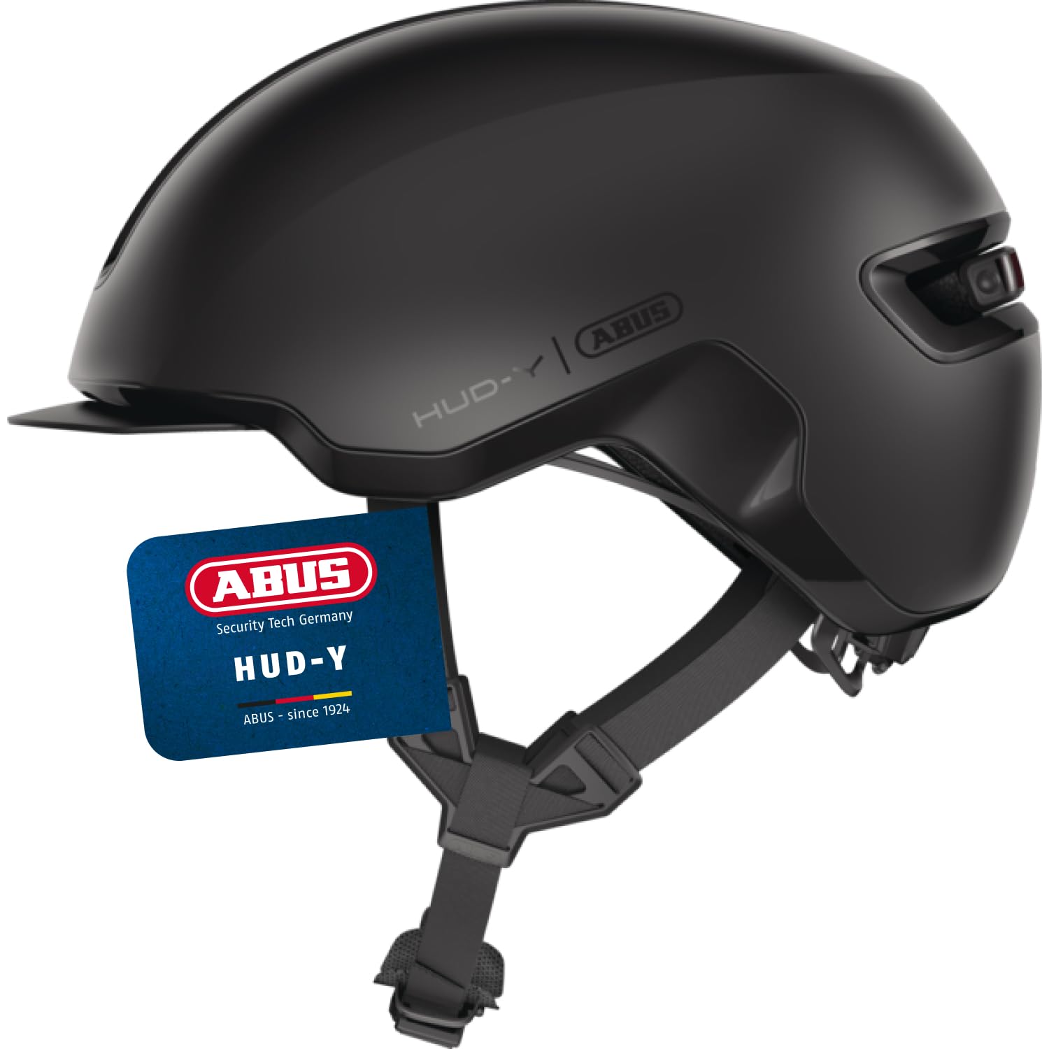 ABUS Urban Helmet HUD-Y - with magnetic, rechargeable LED rear light & magnetic fastener - Cool bike helmet for everyday use - for men and women