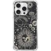Vintage Zodiac Case for iPhone 16 pro,Witchcraft Celestial Planets Pattern for Women Men, Cool Trendy Soft TPU Bumper Cover Case for iPhone 16 pro