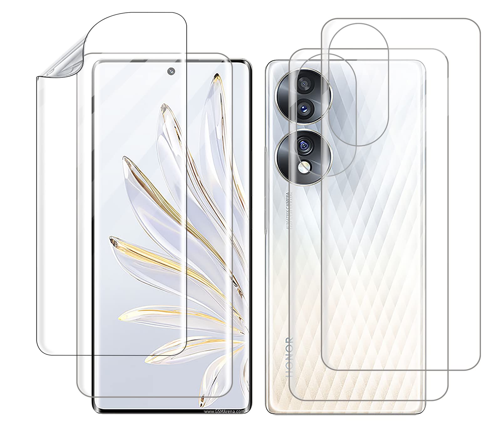 GIOPUEY [2+2 Pack Screen Protector Compatible with Honor 70, With Back Protector, Flexible TPU, Ultra Thin, Scratch Resistant, Case Friendly, OilProof, Smooth