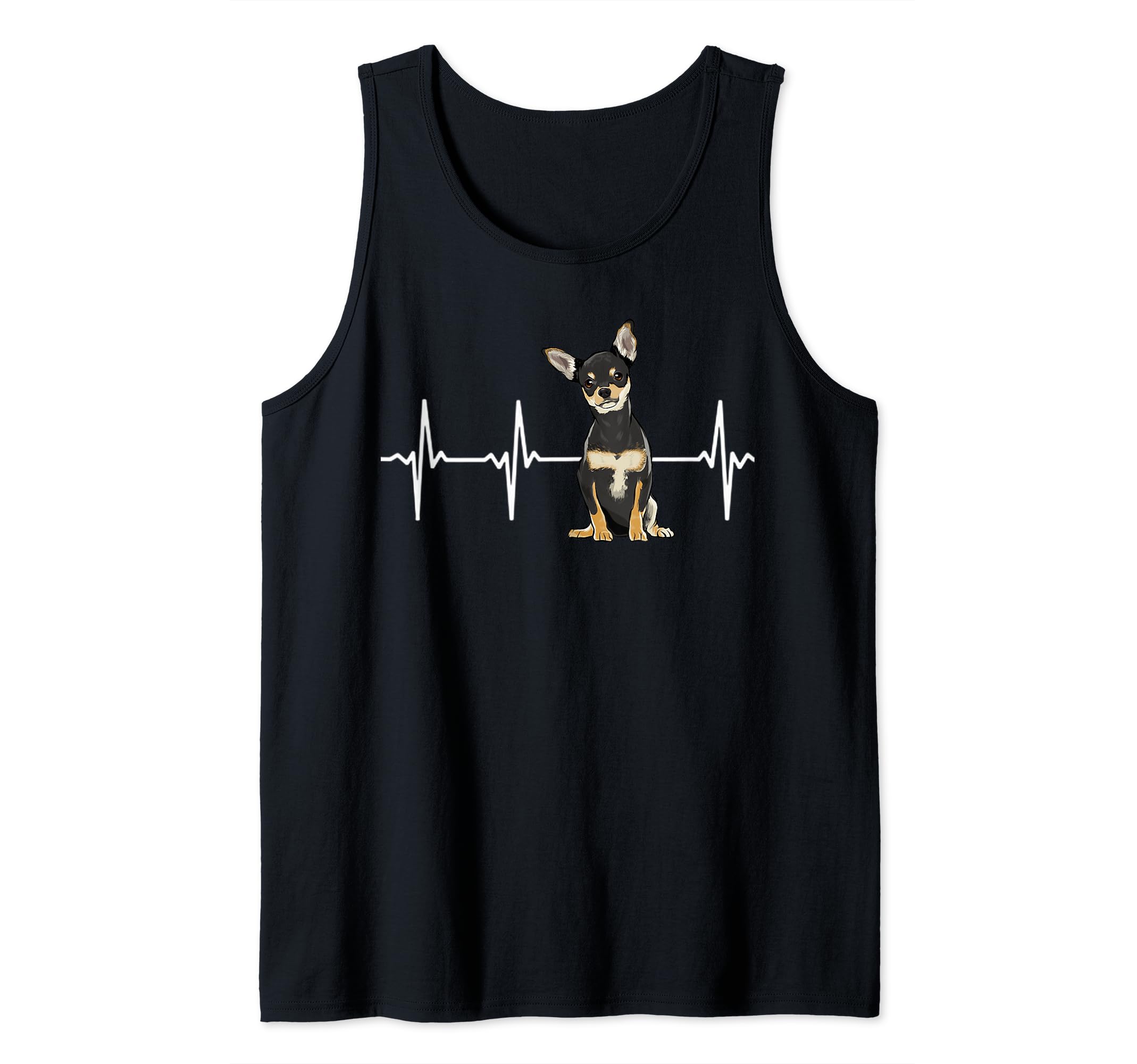 Black Chihuahua Heartbeat Dog Lover Tank Top