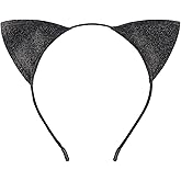 BYNYTO Black Cat Ears Headband for Women - Fancy Hairband for Adult Halloween Party Cosplay Costume Hair Accessories