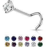 VDKIDKT Small Birthstone Nose Stud, 20G Nostril Solid 3mm Round CZ Nose Piercing Jewelry for Women Men Hypoallergenic Gold Nose Ring Stud with Tiny CZ Diamond