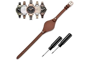 KAMIU Women's 8mm Watch Band Genuine Calf Leather Replacement Straps Watch Strap for Fossil ES3148 ES4119 ES4176 ES3262 ES307