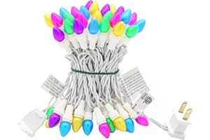 novrose Easter Lights LED Multi-Color Glass C3 String Lights Plug in, 50 LED 13.5 FT, 120V, Connectable Indoor Outdoor Easter String Lights with White Wire for Party Patio Home Easter Decorations