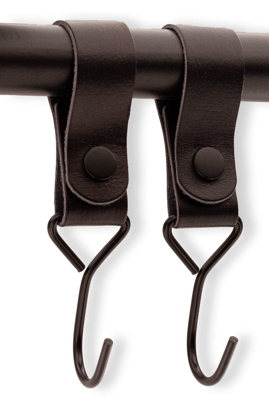Brute Strength - Multifunctional Hook with Leather Loop - Black - 2 x - Coat Hooks Camping Hooks Leather