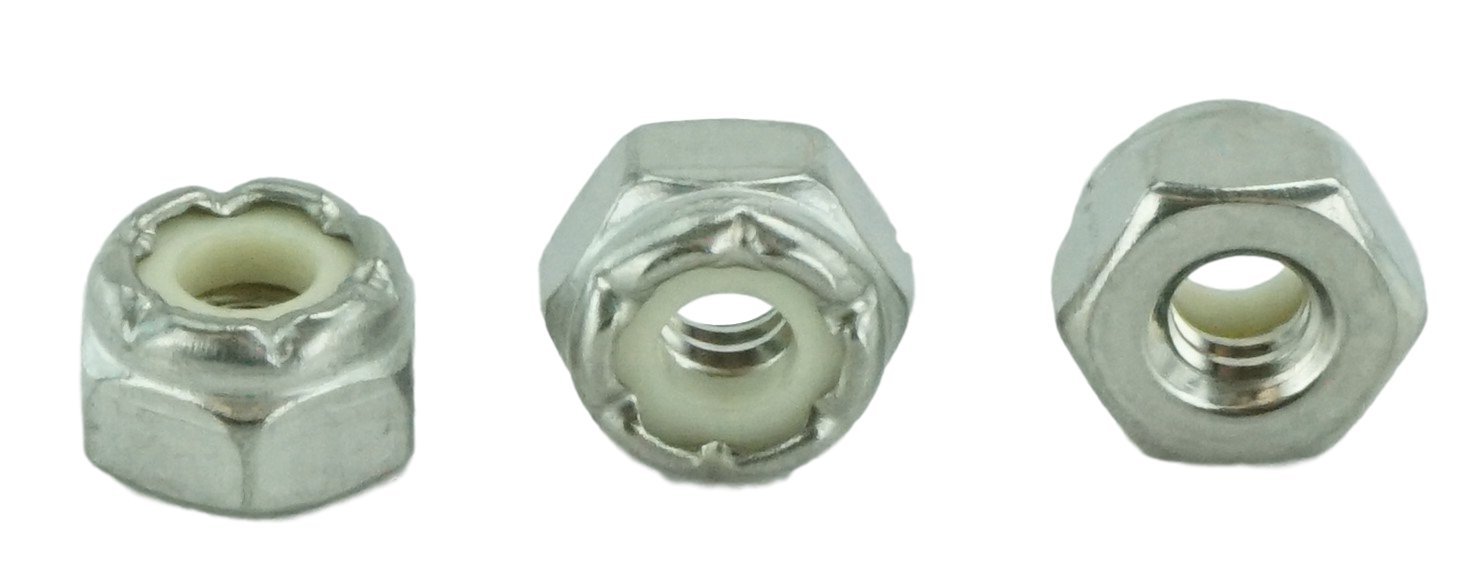 Stainless 10-32 Nylock Hex Nut, Stainless Steel 18-8, Machine Thread (100 pcs, 10-32 Nylock Nut)