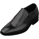 TOTO Men's Invisible Height Increasing Elevator Shoes - Black Leather Slip-on Formal Dress Loafers- 2.2 Inches Taller - Y6361 - Size 6 D(M) US