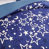 Loussiesd Galaxy Glow Duvet Cover Set for Girls Twin/Double Blue Starry Night view 6