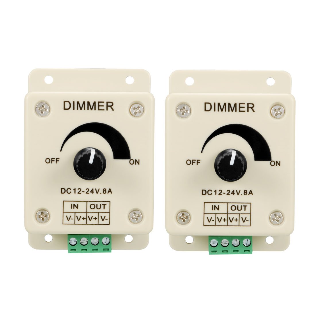 Sourcingmap Dimmer Controller Switch DC12-24V 8A Single Color Beige for LED Strip Bulb Lamp Light 2pcs