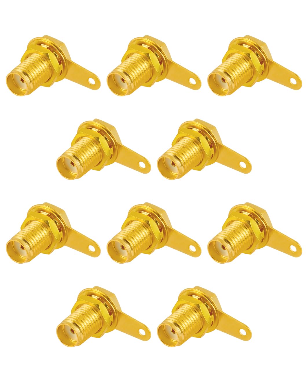 Vecys 10 PCS SMA Female Connectors SMA Coaxial Panel Mount Connector with Bulkhead Nut and Solder Cup Terminal — image 1