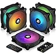 ASIAHORSE WD-001 Series 120mm Case Fan with Controller, Black 5V ARGB Motherboard Computer Case Fans Quiet High Airflow Adjustable Light Effect Computer Cooling Fan, 5 Pack