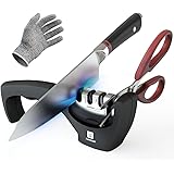 Amesser Handheld Professional Knife Sharpener - 4 Stage sharpeners with Anti·Slip Mat, Quickly Sharpening and Honing Non·Serr