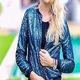 HaoDuoYi Womens Sparkle Sequin Sport Bomber Jacket