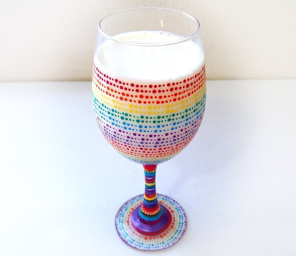 Rainbow Wine Glass Handmade