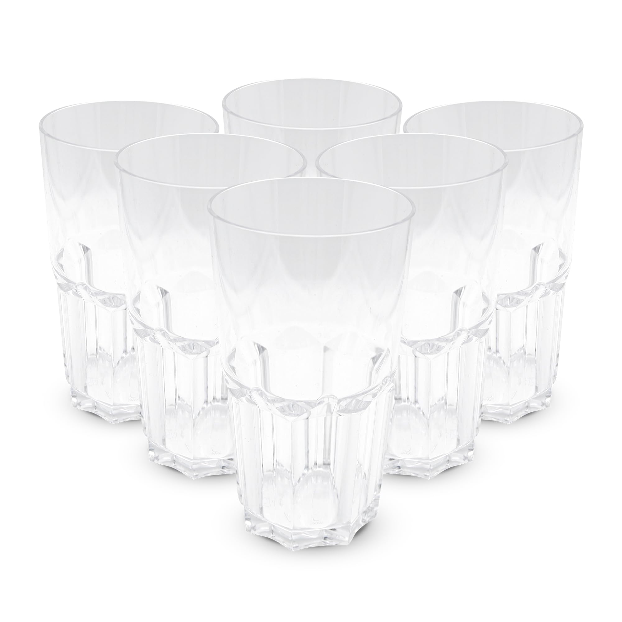 DOJA Barcelona Hard Plastic Cups 50cl Pack of 6 Transparent Cups 154 x 87 x 1.8 mm Hard Transparent Polycarbonate Plastic Cups Reusable Drinking Glasses for Water, Cocktail...