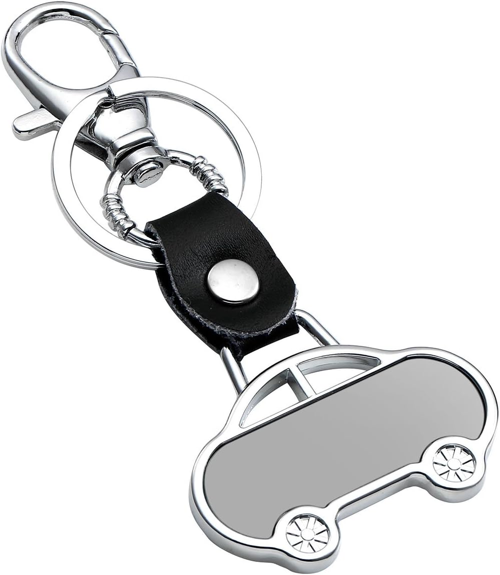 Jovivi Free Engraving - Personalized Custom Pu Leather Eiffel Tower/Car Dog Tag Keychain for Men and Women