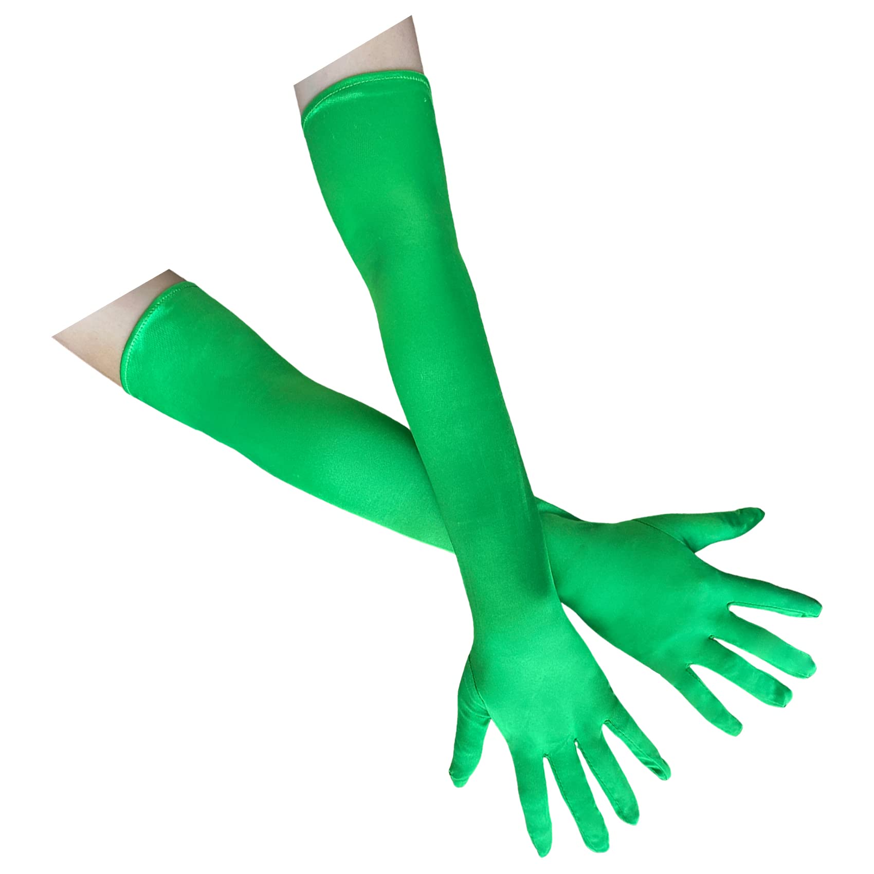 SYAYA Long Satin Opera Glove For Women Formal, Elbow Length Glove For Bridal Evening Dance/Tea Party/Church/Wedding W-G-1, Lime Green, One Size — image 1