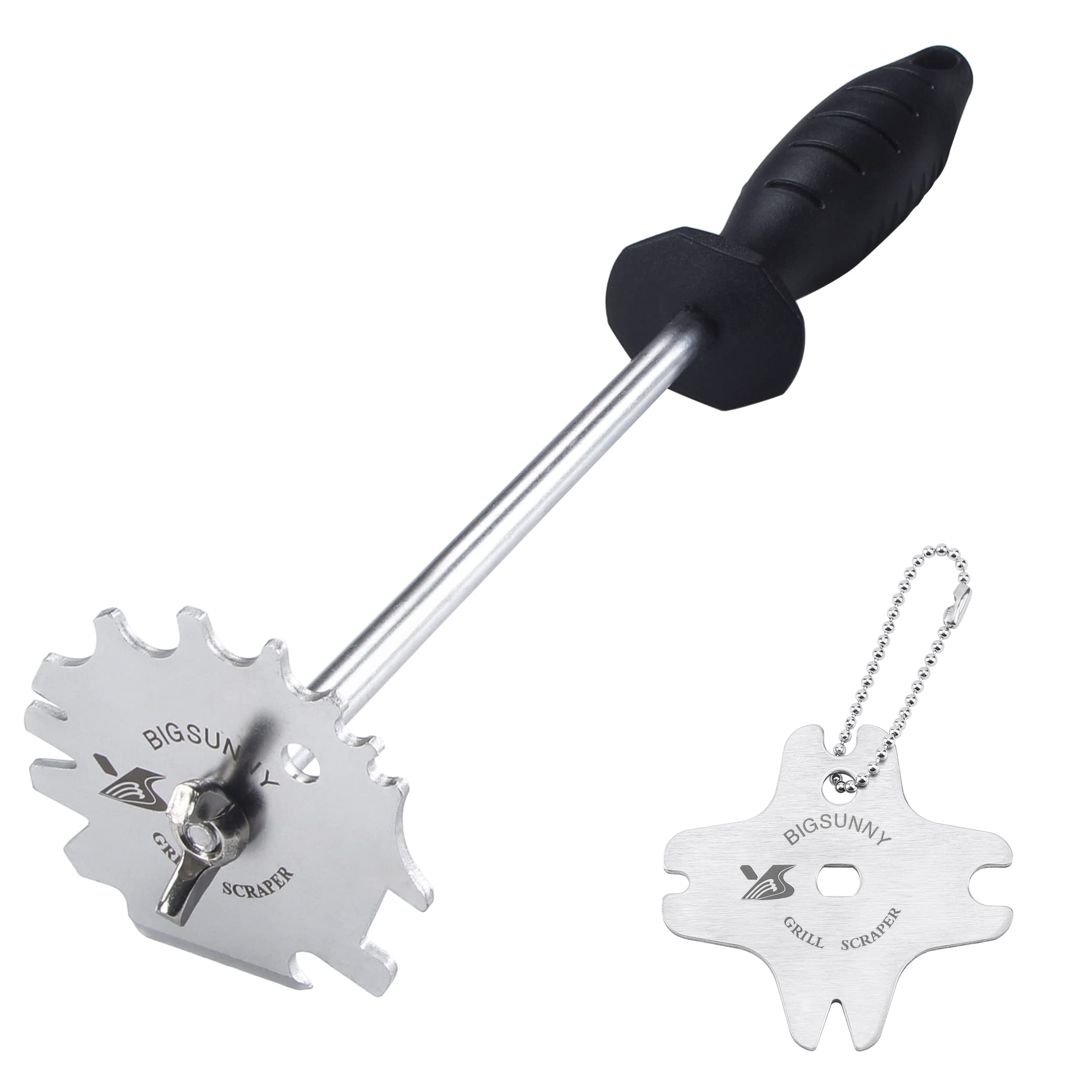 MSY BIGSUNNY Good Grip Stainless Steel Grill Scraper for BBQ Grate and Griddle (12" Scraper)