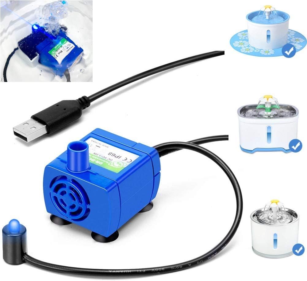 Touker Cat Fountain Pump Replacement, USB Powered Cat
