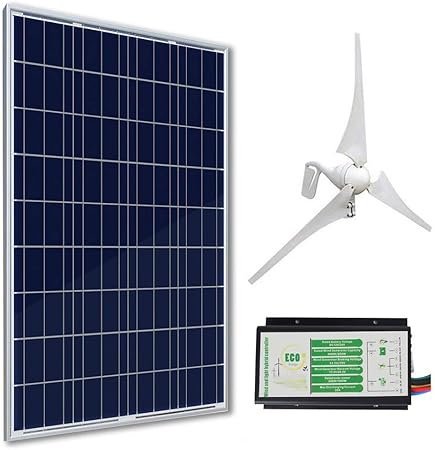 Eco Worthy 12 Volts 500 Watts Wind Solar Generator 12v24v 400w Wind Turbine 12v 100w Polycrystalline Solar Panel 24cm Cable With Mc4 Connector