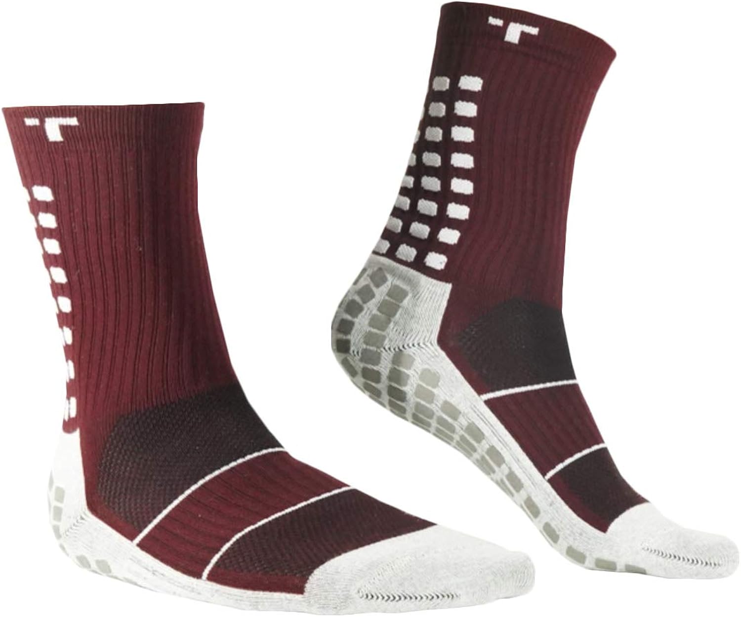 TRUsox Midcalf Crew Length Sports Socks BURGUNDY AntiSkid Anti