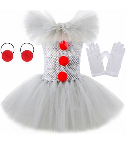 Spooktacular Creations Costume de clown effrayant pour filles, robe de clown torsadée, costume de bouffon effrayant pour filles-S