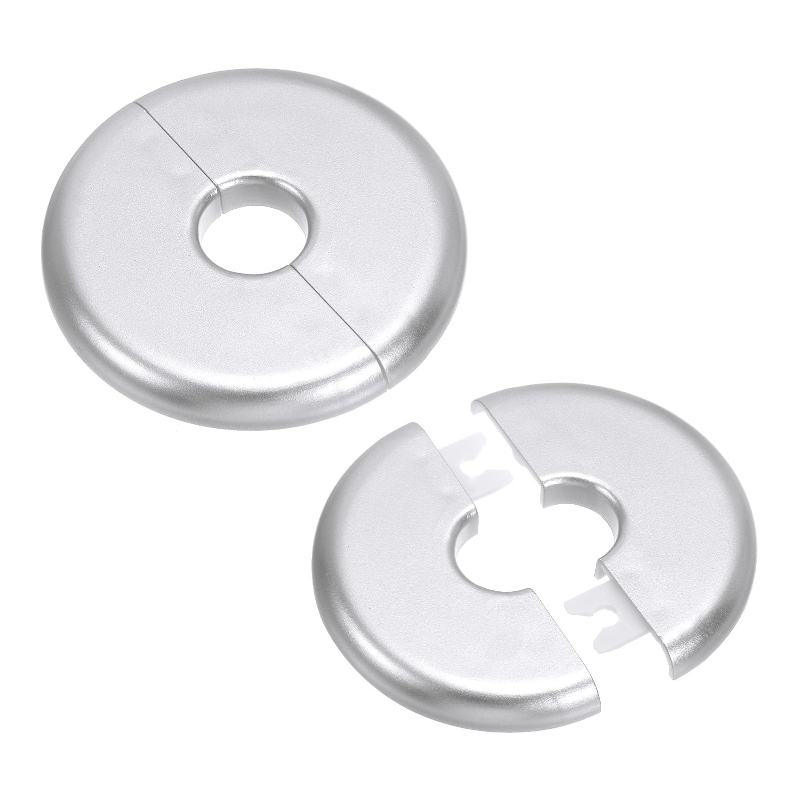 Photo 1 of PATIKIL Wall Split Flange 0.65" (16.5mm),2 Pcs ABS Round Self-Adhesive Escutcheon Plate Buckles Water Pipe Covers for Kitchen Bathroom Arm Pipe Faucet Decoration, Silver