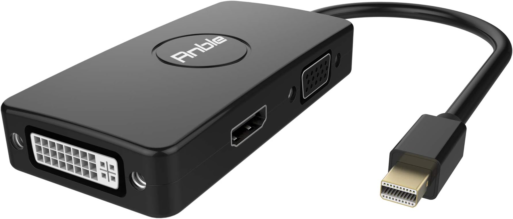 Anble 3-in-1 Mini Display Port Adapter, Thunderbolt 2 Video Converter with HDMI/DVI/VGA 1080P Output for 2017 Apple MacBook, MacBook Pro, iMac, Macbook Air, Surface Pro 2/3/4 (Black)