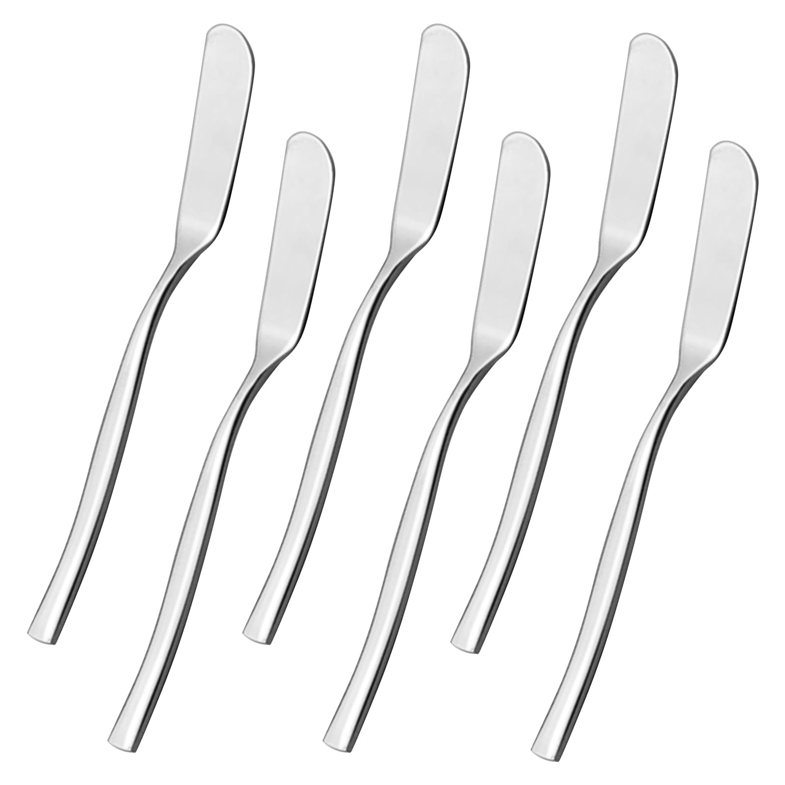 Ikando 6-Piece Butter Knife Stainless Steel Butter Spreader Knife for Cheese Cake Jam Dessert, T