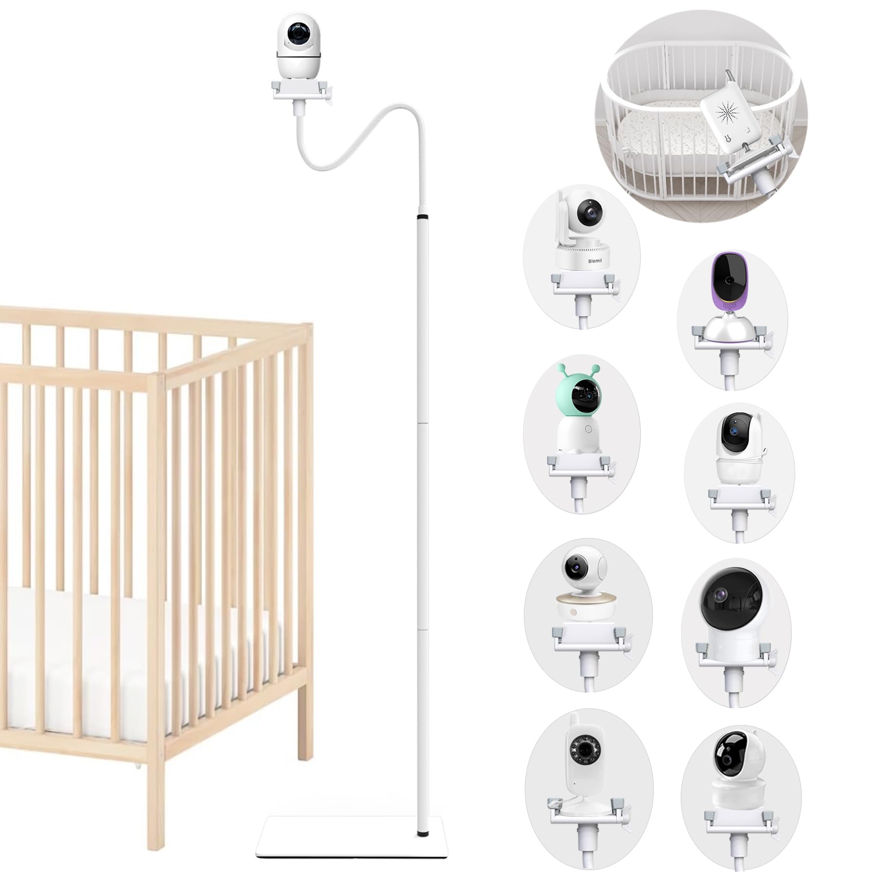 Derebir Baby Monitor Floor Stand Holder Flexible Baby Camera Mount Holder Compatible with Philips Avent/GHB/Hellobaby/Blemil/Momcozy/litokam/jeeber/eufy/BOIFUN 6T/Comfyer Baby Camera (68.8 inch)