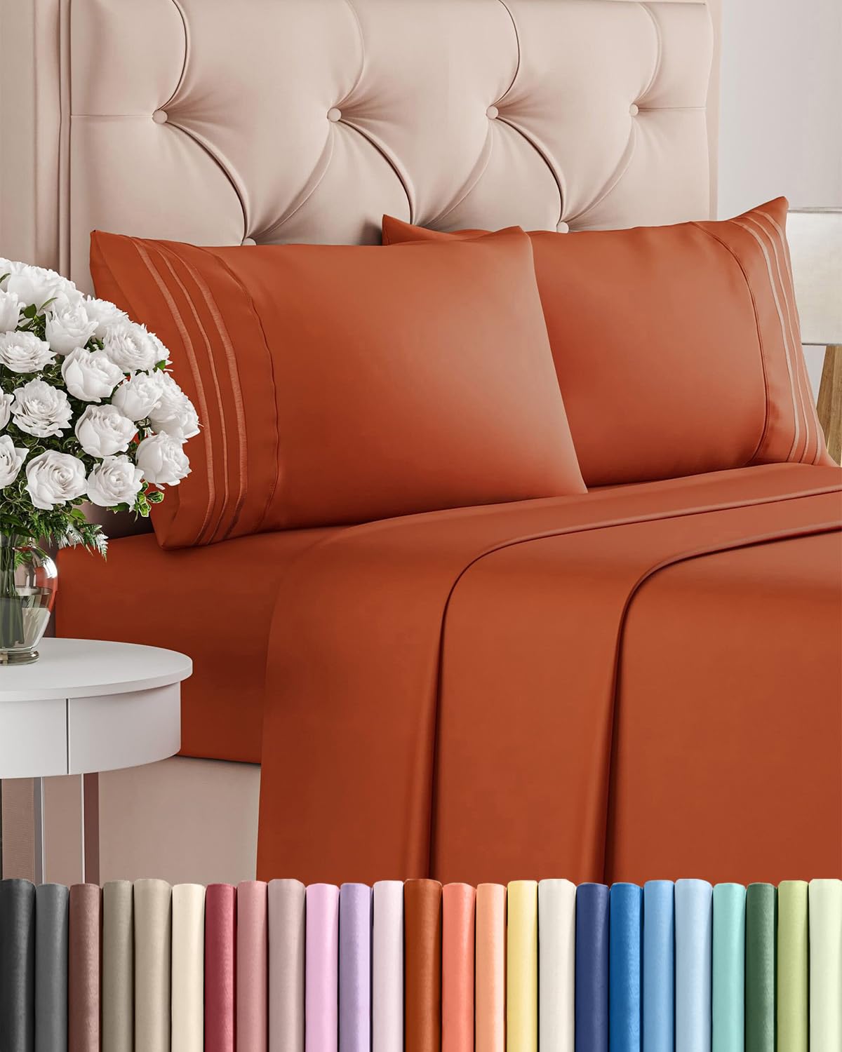 Queen Size 4 Piece Sheet Set - Comfy Breathable & Cooling Bed Sheets ...