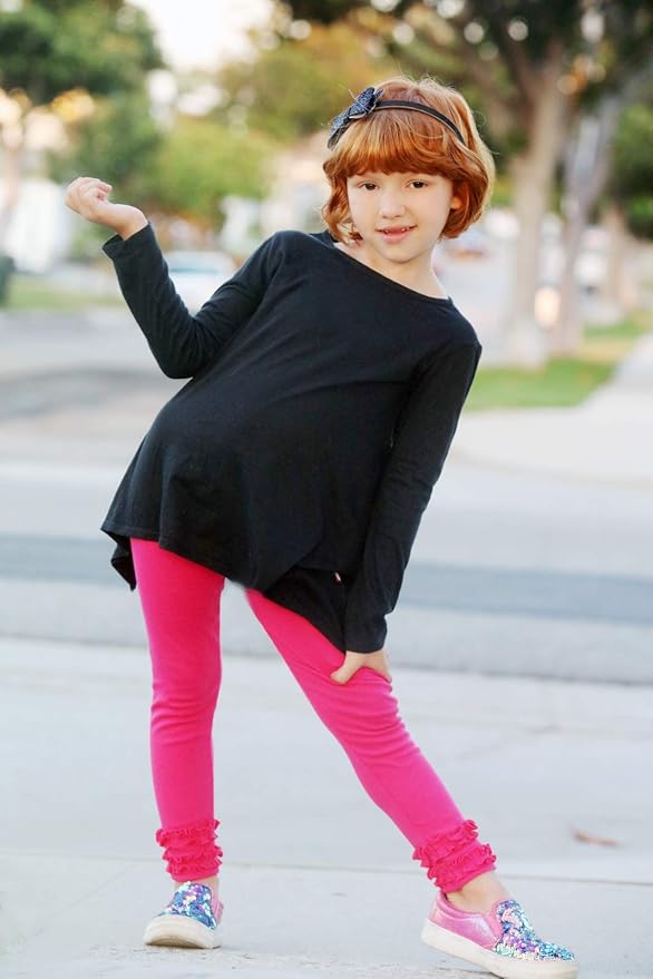 City Threads Girls Ruffle Leggings Pants 100/% Cotton Ankle Length Tights Baby Toddler Made in USA