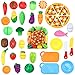 Glonova Play Food Cutting for Toddlers Kids, 37 Pcs Kitchen Toys Cutting Vegetables Fruits with Pizza Play Food Set Pretend Cutting Food Playset with Carry Bag for Children Girls Boys