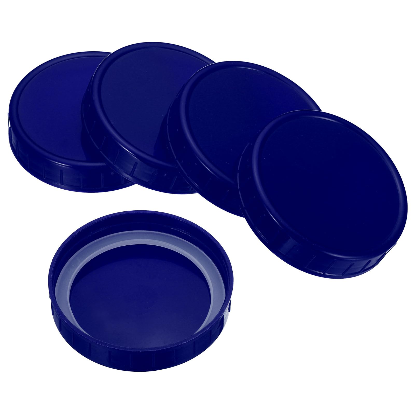 PATIKIL 86mm Wide Mouth Plastic Mason Jar Lids, 1Set/6 Pack Canning Jars Caps with Silicone Sealing Ring for Kitchen Storage, Drak Blue