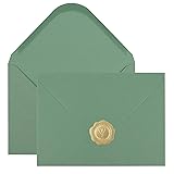 50 Pieces Sage-Green A7 Envelopes with Gold